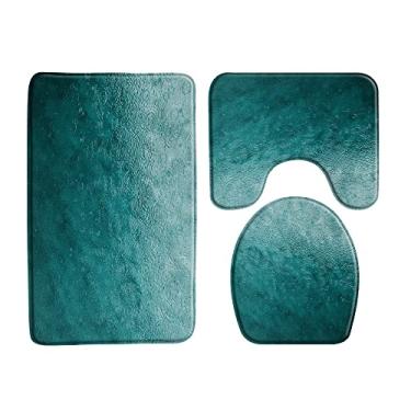 Imagem de Tapete de banho rosa praia oceano conjunto de 3 peças tapete antiderrapante para banheiro tapete tapetes de chão capa de banheiro almofada em forma de u produto de banheiro, 33952J, 3 pcs tapetes, 450MMx750MM