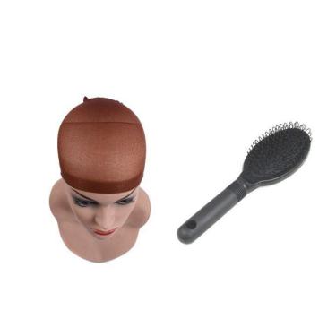 Imagem de 2 Touca Wig Cap Marrom+ Escova Especial Para Pentear Perucas