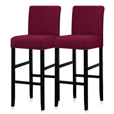 Imagem de Capas de cadeira de balcão reutilizáveis para balcão da Lellen, capas para cadeira de jantar removíveis e laváveis (2 peças, 2786-vinho)