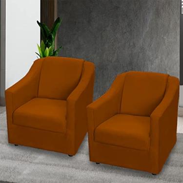 Imagem de Kit 2 Poltronas Para Sala Decorativas Cadeiras Reforçadas Para Recepção Consultório Escritório Pé Cromado Suede Terracota - Clique E Decore