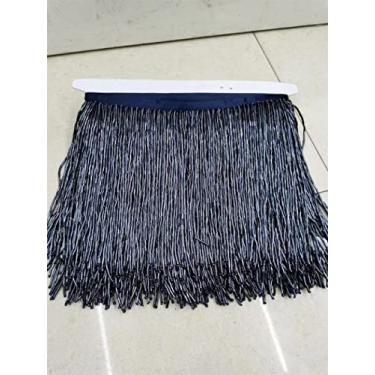 Imagem de 5 jardas 15 cm (6 polegadas) de vidro pesado cor dourada semente com contas de franja lâmpada de guarnição de artesanato, marinho A