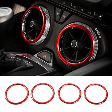 Imagem de Hoolcar Tampa de ventilação de ar condicionado interior com acabamento ABS AC para Chevrolet Camaro 2017-2021, vermelha, 4 peças (não para Blazer)