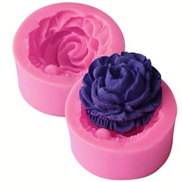 Imagem de HengKe 2 peças moldes de silicone em forma de rosa floral 3d para decoração de biscoito de chocolate com sobremesa de cupcake, joias, pastel, chocolate, molde de sabonete feito à mão para fazer doces