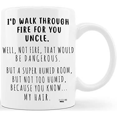 Imagem de I'd Walk Through Fire For You Uncle Caneca de café engraçada presente para o dia dos pais, presente para tios, irmãos de sobrinha, sobrinho, irmã, tia, mãe, pai aniversário, xícara de chá
