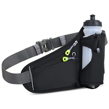 Imagem de Cinto de hidratação de corrida com garrafa de água pacote de cintura esportivo para homens mulheres maratona caminhada ciclismo impermeável refletivo ajustável, preto, 30 * 22 cm