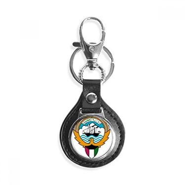 Imagem de Chaveiro de couro com emblema nacional da África Kuwait chaveiro de carro presente, Multicor