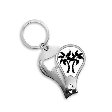 Imagem de Cortador de unhas com contorno de planta de coqueiro preto abridor de chaveiro tesoura