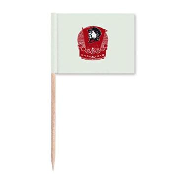 Imagem de Bandeira de de educação vermelha chinesa para palito de dente marcadores para decoração de festa
