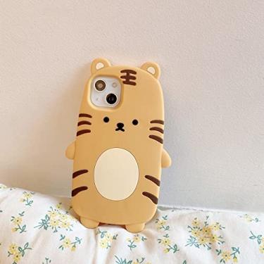 Imagem de Capa de telefone macia de silicone 3d tigre bonito para iphone 13 12 11 pro max x xs xr 7 8 6 6 plus capa traseira, bege, para iphone xs max