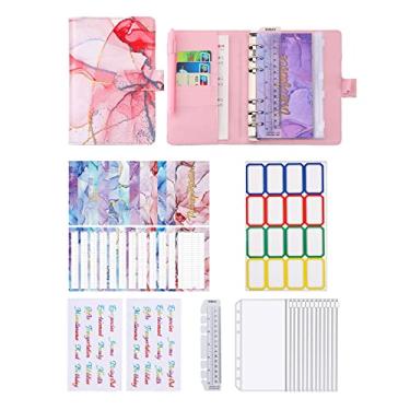 Imagem de LUGU Pasta A6 Orçamento com Padrão de Mármore PU Capa de Notebook Zíper Envelopes Etiquetas Etiquetas Régua U a como Sistema izador de Dinheiro Bill Money Ca Saving Planner Presente de