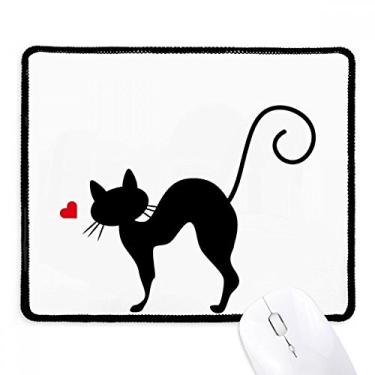 Imagem de Mousepad em formato de coração para gatos com bordas costuradas e tapete de borracha para jogos
