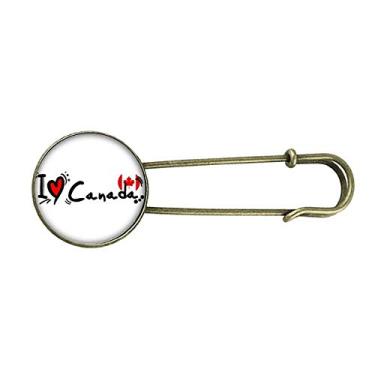 Imagem de I Love Canada Palavra Bandeira Coração Retrô Metal Broche Clipe Joias