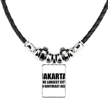 Imagem de DIYthinker Colar Jakarta Maior Cidade Sudeste Asiático Joia Torque Pingente de Corda de Couro