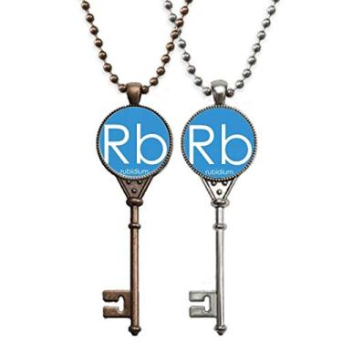 Imagem de OFFbb-USA Colar com pingente de chave de rubídio de metal alcalino com elementos de química para decoração de casal