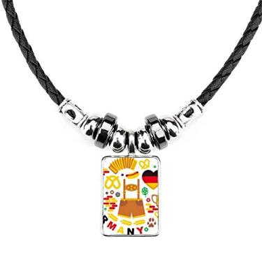 Imagem de DIYthinker Colar de cultura com bandeira de marco da alfândega alemã joia Torque pingente de corda de couro