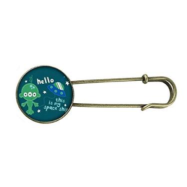 Imagem de Broche de metal retrô Hello Alien do Universo e Alienígena