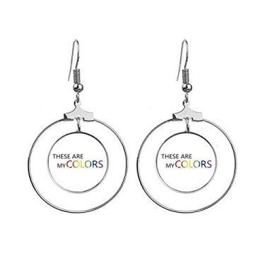 Imagem de LGBT Bandeira de arco-íris Estes Are My Colors Brincos pendentes Joias Círculo de gota