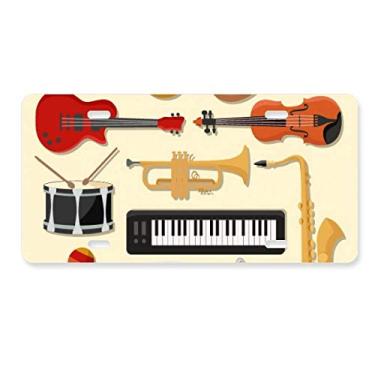 Imagem de DIYthinker Placa de licença de guitarra de piano elétrico, acessório de aço inoxidável para decoração de carro