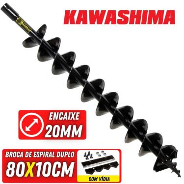 Imagem de Broca De 80x10cm Kawashima Em Ferro Com Espiral Duplo E Lâmina de Vídia Para Perfurador...