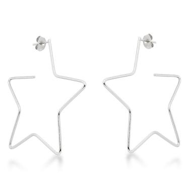 Imagem de Brinco De Argola De Tarraxa Estrela Aço Inox Hipoalérgico