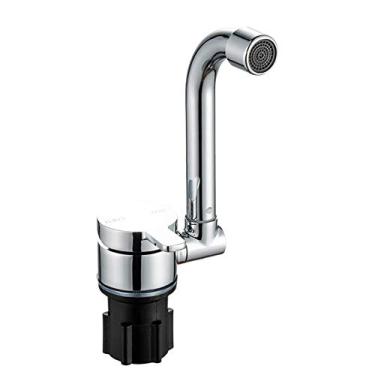 Imagem de Torneira dobrável para motorhome Rotação 360 ° Torneira de cozinha Torneiras de alça única torneiras de água com mangueira de entrada de água fria e quente Torneira giratória de cobre para trailer