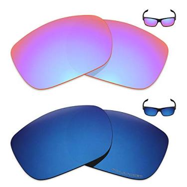 Imagem de Mryok+ 2 pares de lentes polarizadas de substituição para óculos de sol Oakley Two Face – Rosa cobalto/azul pacífico