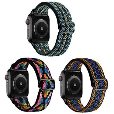 Imagem de Watch Band Nylon Alongamento Ajustável para Apple Watch Ultra 2 Strap 38mm 40mm 41mm 42mm 44mm 45mm 49mm Pulseira Elástica Macia para iWatch Series 9 8 7 6 5 4 3 2 SE 2-3 PCS