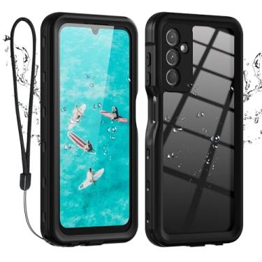 Imagem de Capa para celular Samsung Galaxy A24 4G/A25 5G à prova d'água, lente transparente/câmera/protetor de tela, proteção de corpo inteiro, resistente à prova de choque militar com alça protetora para Glaxy