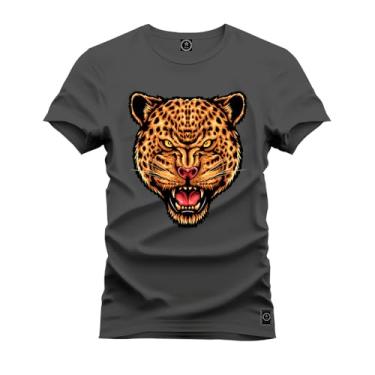 Imagem de Camiseta Plus Size T-Shirt Algodão 100% Algodão Onça Caçadora Grafite G5