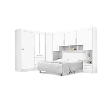 Imagem de Dormitório Completo Georgia J&A Branco Para Cama Box 1,38m Casal