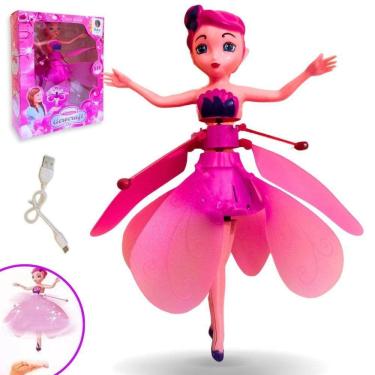 Imagem de Brinquedo Boneca Fada Voadora Com Luz Voa Na Mão Por Sensor