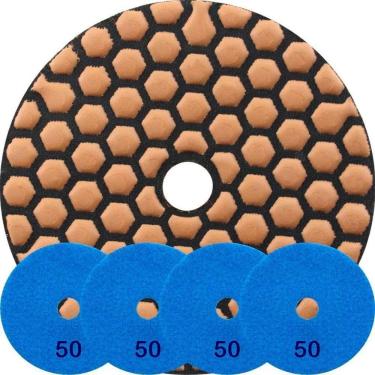 Imagem de Kit 6 Disco Lixa Polimento A Seco Mármore 10 Cm Grão 50