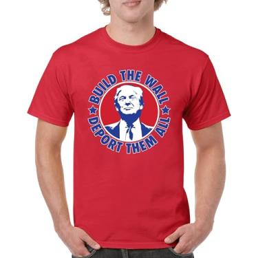 Imagem de Camiseta masculina Donald Trump 2024 Build The Wall Deport Them All MAGA America First FJB Republican President 47, Vermelho, GG