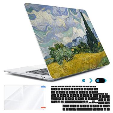 Imagem de HOHAIYOO Capa compatível com MacBook Air de 13 polegadas 2022 2021 2020-2018 versão M1 A2337 A2179 A1932 com Touch ID, capa rígida + película de teclado + capa para webcam + protetor de tela, paisagem