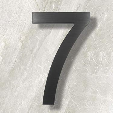 Imagem de Cobata Números de casa de 25 cm - Número de endereço residencial moderno flutuante - Número grande de acabamento escovado de alumínio contemporâneo, preto (número 7)