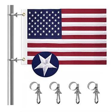 Imagem de MELIUDEY Kits de bandeira marinha de 30 x 48 cm com 2 mastros de bandeira de barco americano com 50 estrelas bordadas bandeira de barco dos EUA para barco de jardim, iate (americano 12 x 19 e 4