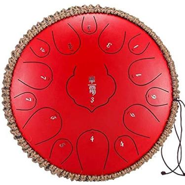 Imagem de Tambor de língua de aço de liga, gongo, tambor de panda, tambor de tambor de aço, bateria e percussão, tambor de handpan, instrumentos de percussão, vermelho, 12 polegadas 13 notas