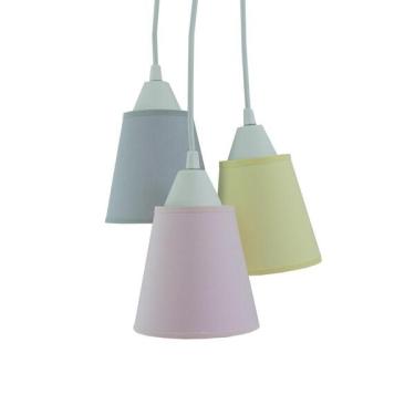 Imagem de Lustre Pendente Lumin ria Cacho Cinza, Rosa E Amarelo Bivolt