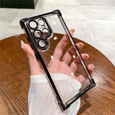 Imagem de Capa transparente à prova de choque para Samsung Galaxy S24 S23 FE S22 Plus Ultra Hard Hybrid Bumper Armor Cover, preta, para SamsungS24 Ultra