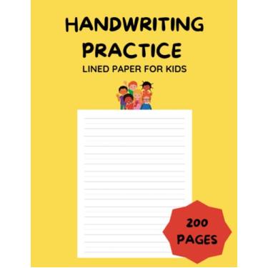 Imagem de Papel de prática de escrita à mão para crianças, 200 páginas de escrita em branco com linhas pontilhadas: páginas forradas de 200 páginas | Caderno forrado pontilhado para crianças com linhas largas |