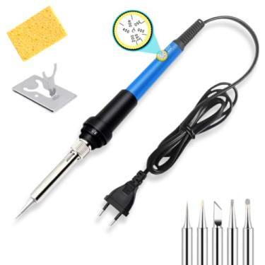 Imagem de Ferro De Solda 60w com Temperatura Ajustável Profissional + 6 Pontas Suporte e Esponja...