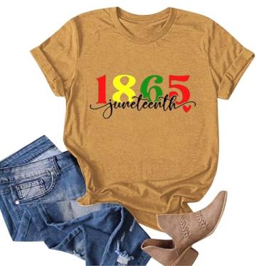 Imagem de Camiseta feminina 1865 Juneteenth Celebrate Black History Tops Rainbow Letter Graphic Túnica African American Freedom, Amarelo, XXG