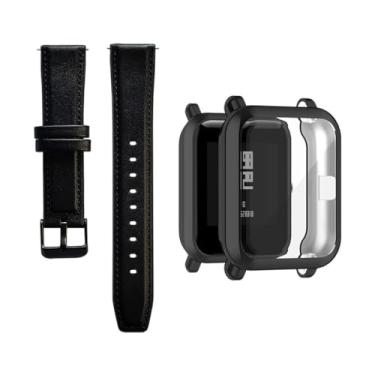 Imagem de Estilo no Pulso, Pulseira de couro 20mm + Capa case compatível com Amazfit GTS 2 Mini cor:Preta