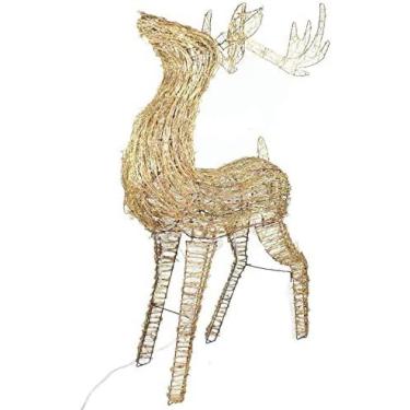 Imagem de Ilumine acima do brilho ferro rena metal quadro de ferro rattan led luz branca quente para luzes de natal decorações interior ao ar livre