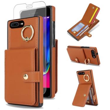 Imagem de Asuwish Capa de celular para iPhone 7plus 8plus 7/8 Plus capa de celular carteira com anel protetor de tela de vidro temperado com bloqueio de RFID compartimento para cartão de crédito i Phone7s 7s +