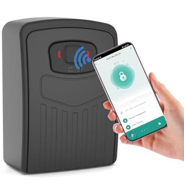Imagem de Caixa de bloqueio de chave de impressão digital WiFi inteligente, caixa de bloqueio de corretor de imóveis de acesso remoto para chaves, cofre de chave de controle de aplicativo Bluetooth para
