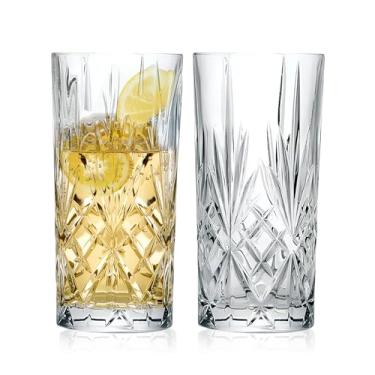 Imagem de Barski Copo Highball - Copos para beber - Conjunto de 2 - Copos Hiball - Copo de cristal de vidro - para água, suco, cerveja, coquetéis mistos, copo de mojito, copos Tom Collins Bar, 340 g, feito na
