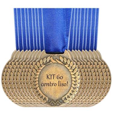 Imagem de Kit Medalhas 60 Unidades 50mm Diâmetro Externo Meio Liso bronze