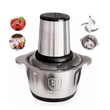Imagem de Moedor Elétrico Potente Alimentos 850W Carnes Picador Legumes Temperos Processador Triturador Multiprocessador Inox 2L 110V