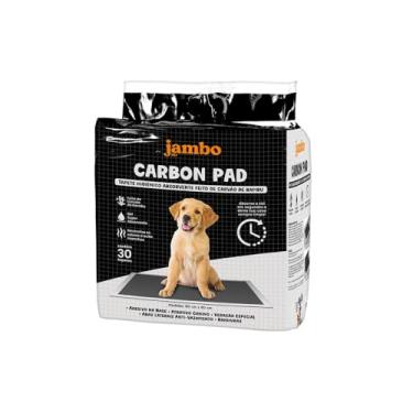 Imagem de JAMBO PET, Tapete Higiênico Para Cacachorro Carbon Com 6 Camadas de Proteção 30 Peças Com Rápida Absorção Com Fita Adesiva Para Melhor Aderência